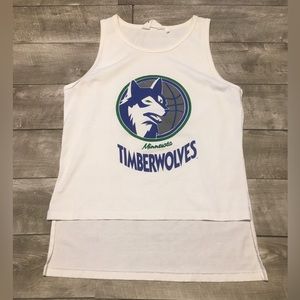 Vintage Chalk Line Minnesota Timberwolves Long Fish Tail Tank T-shirt Size Large